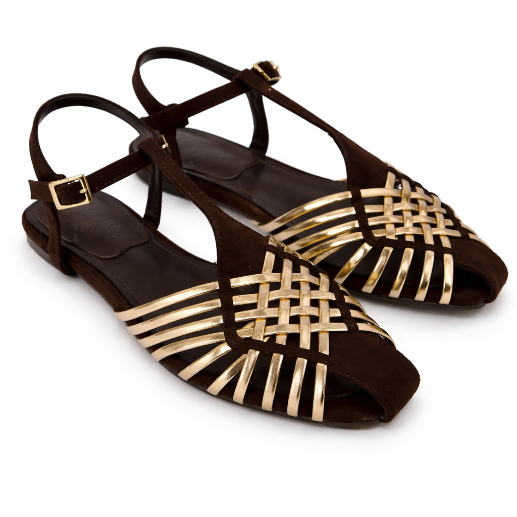 Sandalia SYLVIE Marrón-Oro