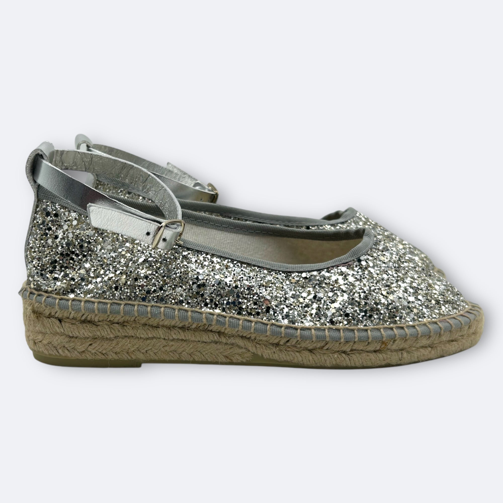 MERCEDITA ESPARTO AMARANTA - GLITTER PLATA