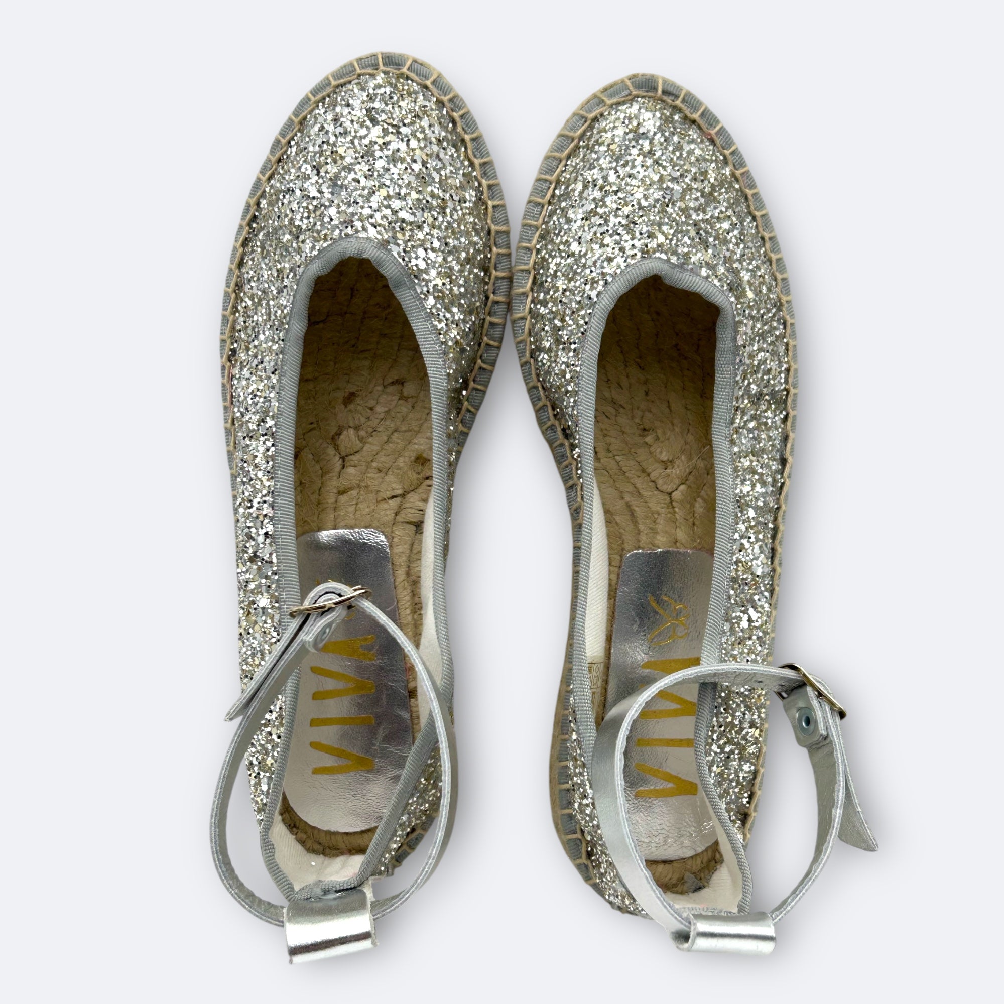 MERCEDITA ESPARTO AMARANTA - GLITTER PLATA