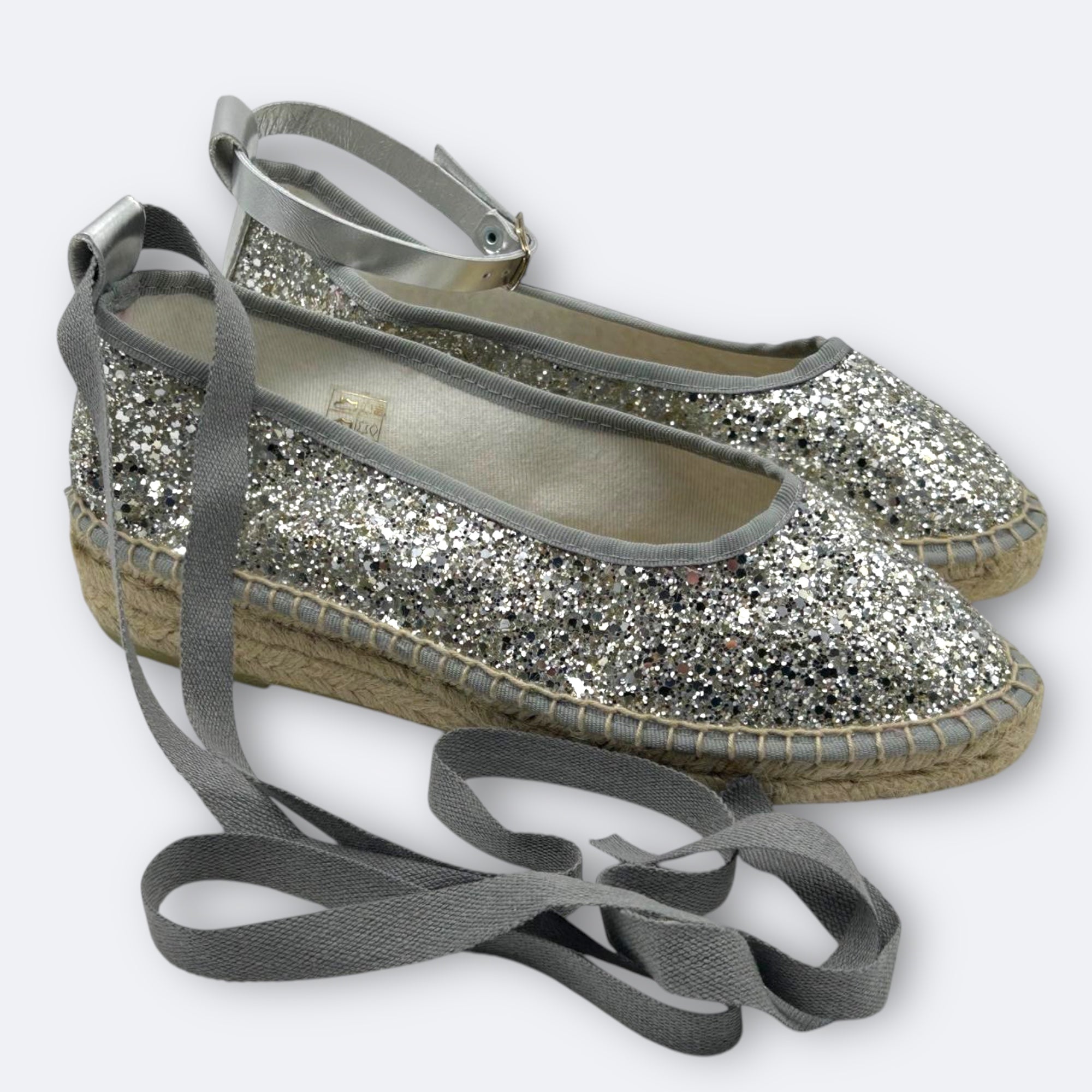 MERCEDITA ESPARTO AMARANTA - GLITTER PLATA