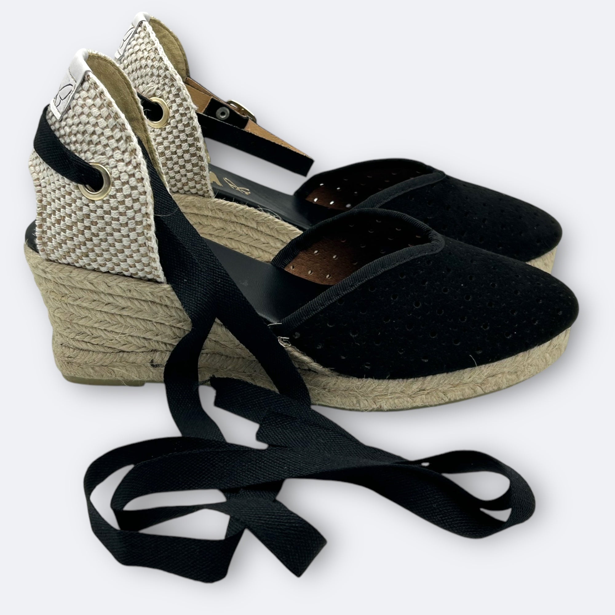 CUÑA ESPARTO MARUJA - NEGRO