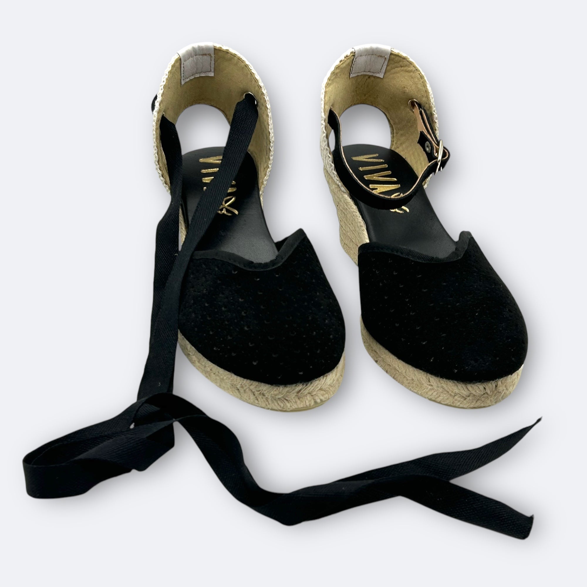 CUÑA ESPARTO MARUJA - NEGRO