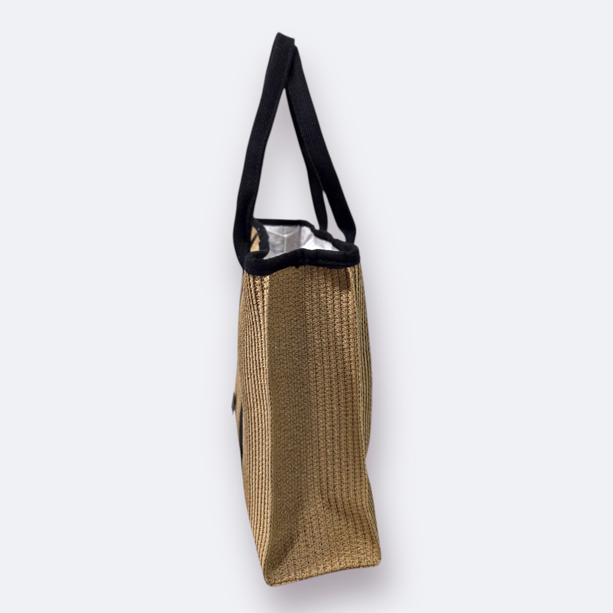 BOLSO DE RAFIA GRAN MÓNACO (CAMEL Y NEGRO)