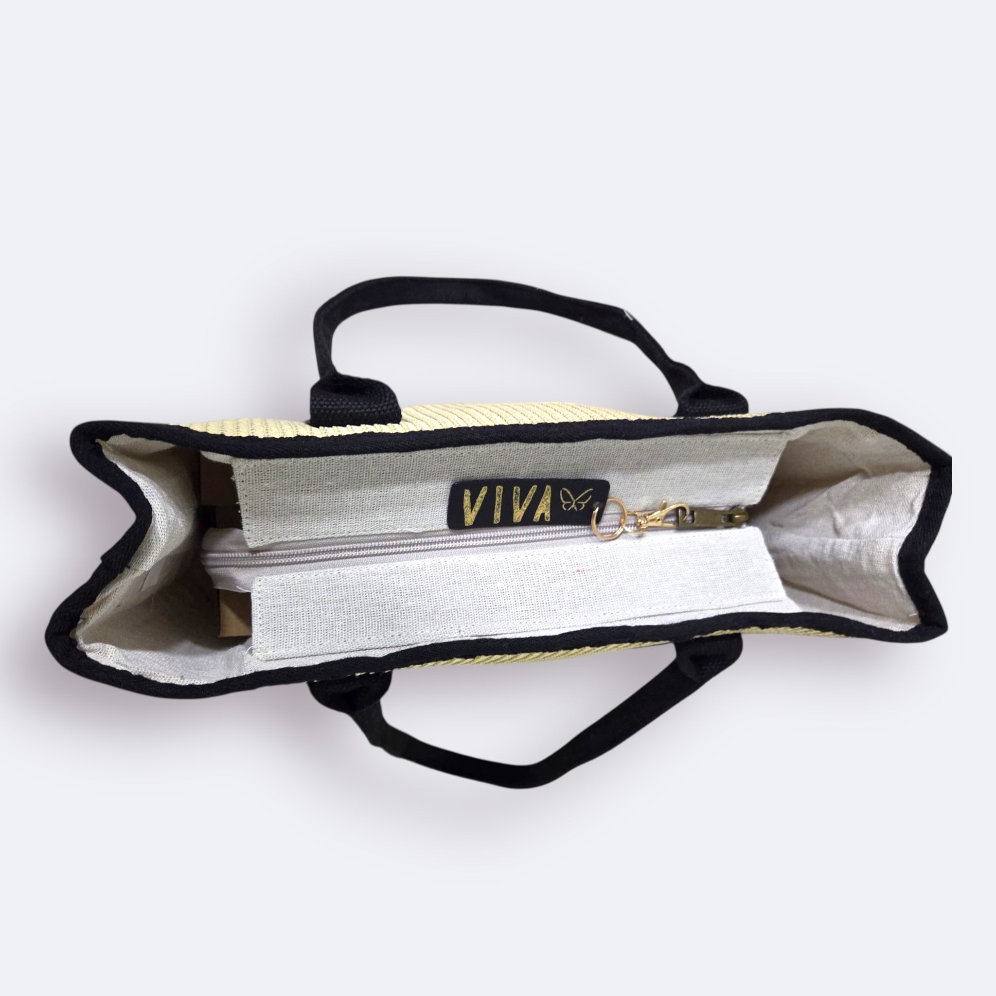 BOLSO DE RAFIA GRAN MÓNACO (BEIS Y NEGRO)