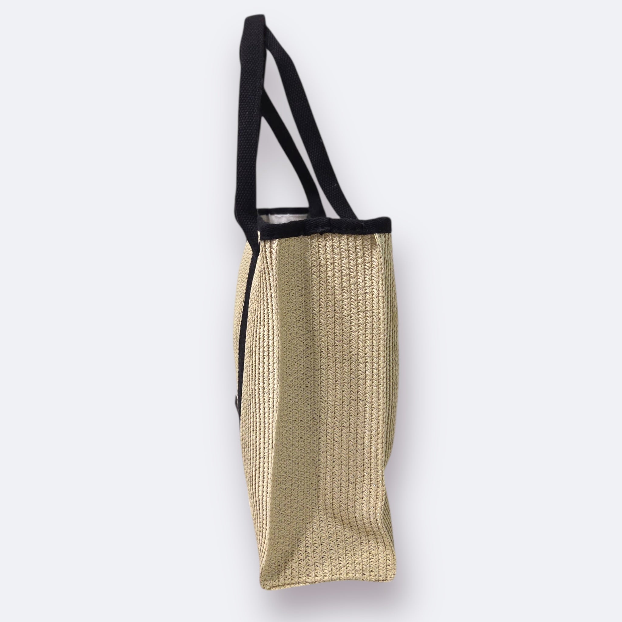 BOLSO DE RAFIA GRAN MÓNACO (BEIS Y NEGRO)