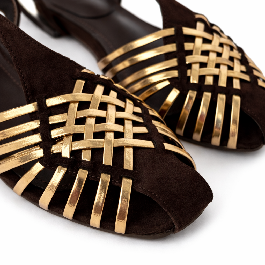 Sandalia SYLVIE Marrón-Oro