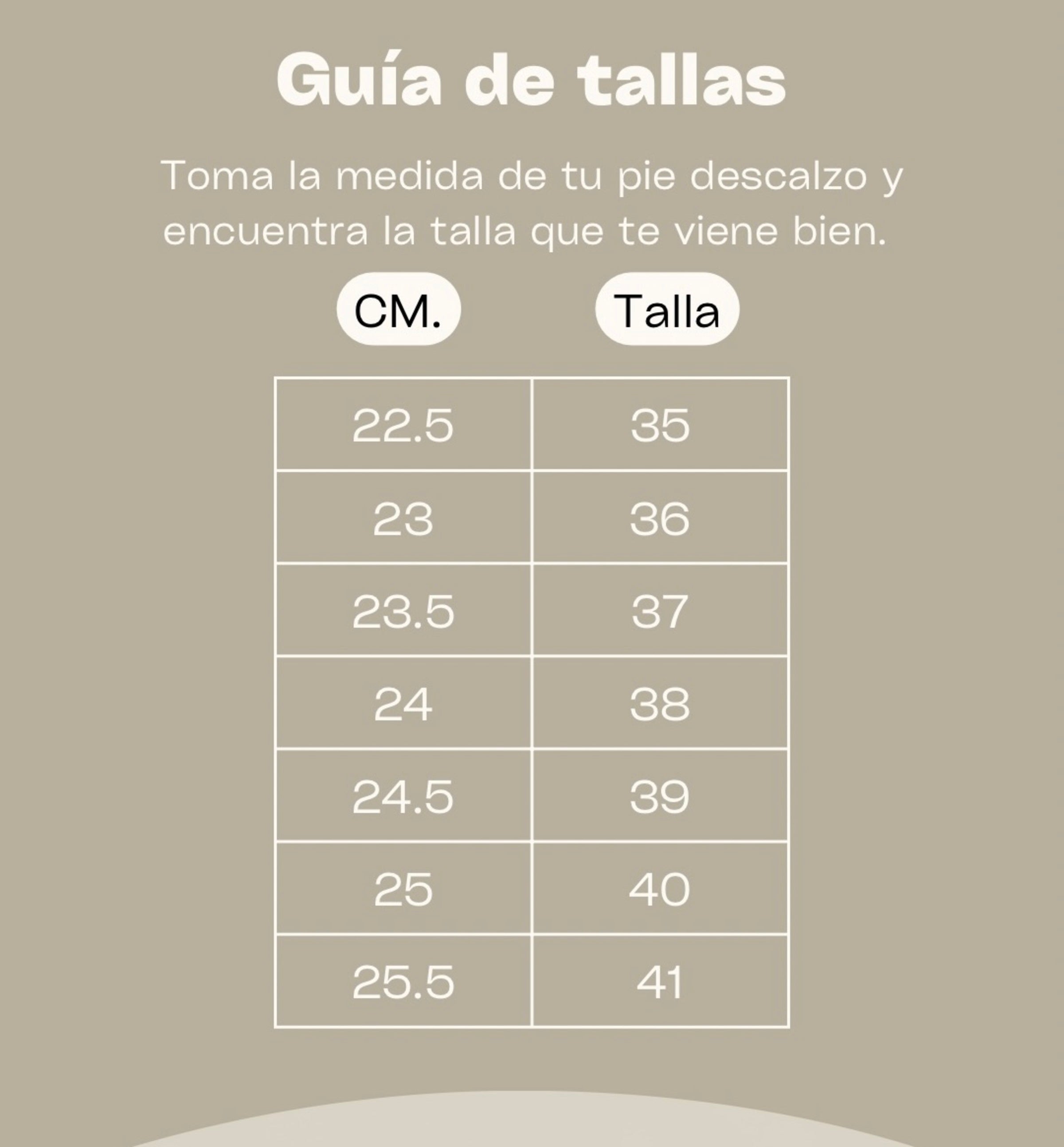 Guía de tallas 2